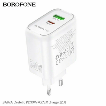 СЗУ BOROFONE BA89A Destello PD30W+QC3.0 белый 