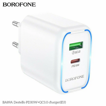  СЗУ BOROFONE BA89A Destello PD30W+QC3.0 белый 