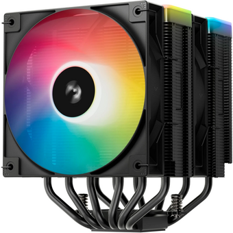  Кулер DEEPCOOL AG620 BK ARGB V2 LGA20XX/1700/1200/115X/AM5/AM4 (TDP 260W, PWM, ARGB Dual Fan 120mm, 6 тепл. трубок, черный) Ret 