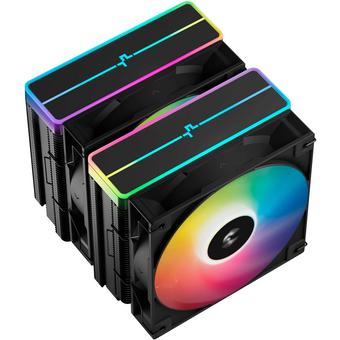  Кулер DEEPCOOL AG620 BK ARGB V2 LGA20XX/1700/1200/115X/AM5/AM4 (TDP 260W, PWM, ARGB Dual Fan 120mm, 6 тепл. трубок, черный) Ret 
