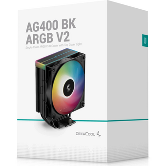  Кулер DEEPCOOL AG400 BK ARGB V2 LGA1851/1700/1200/115X/AM5/AM4 (TDP 220W, PWM, ARGB Fan 120mm, 4 тепл. трубки, черный) Ret 