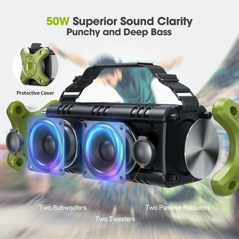  Портативная колонка W-King D8MIC зеленый 