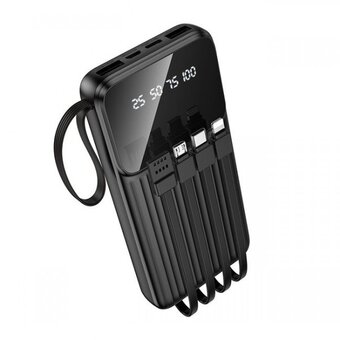  Аккумулятор внешний резервный BOROFONE BJ76 Smart power bank with 4 cables 10000mAh черный 