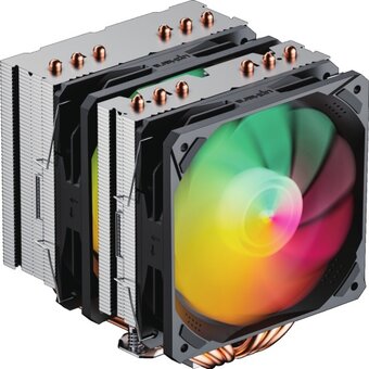  Кулер upHere D6SEC Black ARGB / 6HPx6mm, 260W TDP, dual tower, 2x120mm ARGB fans, 600-1600RPM, 68.2 CFM, 25dBA 