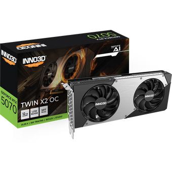  Видеокарта INNO3D RTX5070 Twin X2 ОС 12GB (N50702-12D7X-195064N) GDDR7 192bit 3xDP HDMI 2Fan RTL 