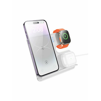  Беспроводное ЗУ HOCO CQ19 Falcon 3-in-1 desktop vertical wireless fast charging металически-серый 
