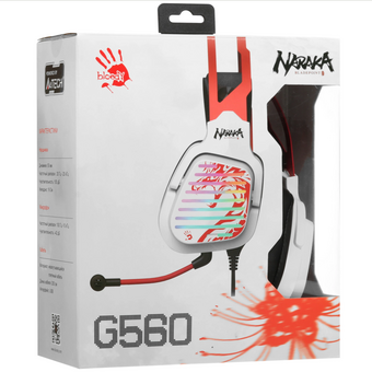  Наушники с микрофоном A4Tech Bloody G560 (G560 Naraka) белый/красный 2м мониторные оголовье 