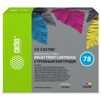  Картридж струйный Cactus CS-C6578D №78 голубой/пурпурный/желтый 19мл для HP DJ 900/1220C/PS P000/P1100 