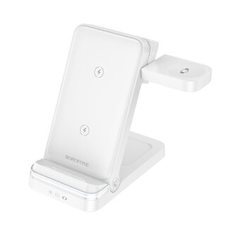  Беспроводное ЗУ BOROFONE BQ33 Clever folding 3-in-1 vertical wireless fast charger белый 