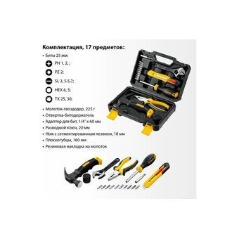  Набор инструментов Stayer 2205-H17 17 предметов жесткий кейс 