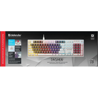  Клавиатура DEFENDER Dasher GK-472 RU (45473) серый/белый 