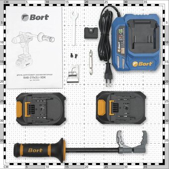  Дрель-шуруповерт Bort BAB-21IX2LI-XDK с АКБ и ЗУ 