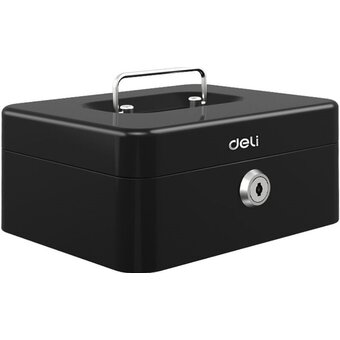  Ящик для денег Deli ET500 90x200x160 черный металл 1.2кг 