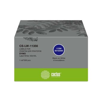  Этикетки Cactus CS-LW-11356 сег 89x41мм черный белый 300шт/рул Dymo Label Writer 450/4XL 