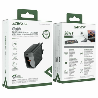  СЗУ ACEFAST A102 PD30W Gan USB-C Charger EU Black 