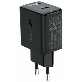 СЗУ ACEFAST A21 AF-A21-BK 30W GaN single USB-C charger EU Black 