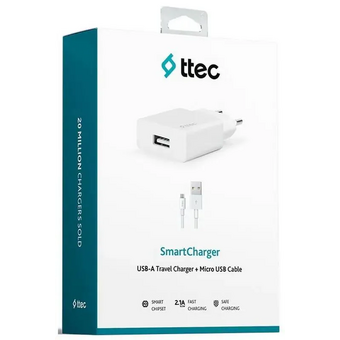  СЗУ TTEC 2SCS20MB SmartCharger Travel Charger 2.1A Micro USB Cable -White 