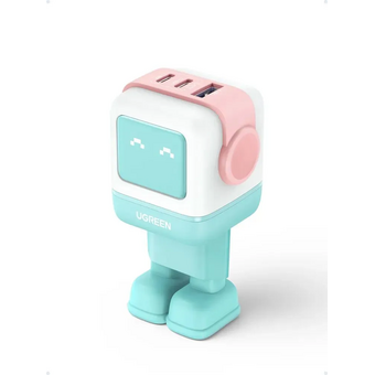  СЗУ UGREEN CD361 (35855) Uno 65W USB-A+2*USB-C Robot GaN Tech Fast Charger EU Pink-Blue 