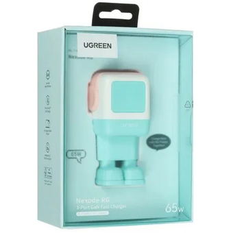  СЗУ UGREEN CD361 (35855) Uno 65W USB-A+2*USB-C Robot GaN Tech Fast Charger EU Pink-Blue 