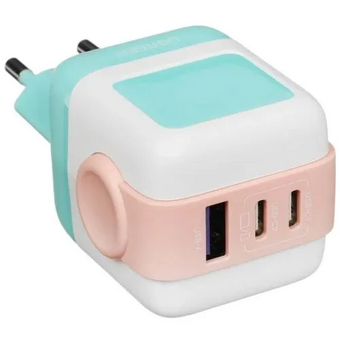  СЗУ UGREEN CD361 (35855) Uno 65W USB-A+2*USB-C Robot GaN Tech Fast Charger EU Pink-Blue 