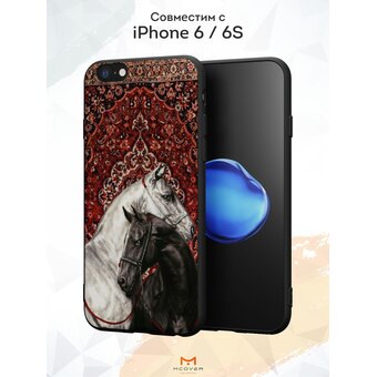 Силиконовый чехол Mcover для iPhone 6/6s (Айфон 6с), с принтом Кони и ковер 