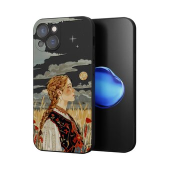  Силиконовый чехол Mcover для iPhone 13 (Айфон 13 ), с принтом Девушка с косой в поле 