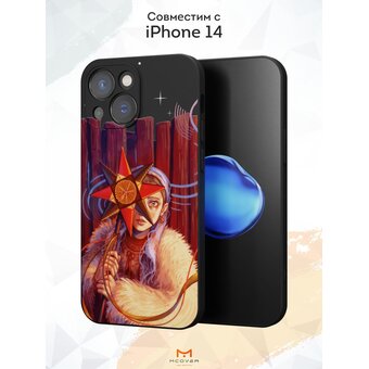  Силиконовый чехол Mcover для iPhone 14 (Айфон 14), с принтом Девушка со звездой 
