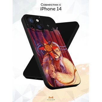  Силиконовый чехол Mcover для iPhone 14 (Айфон 14), с принтом Девушка со звездой 