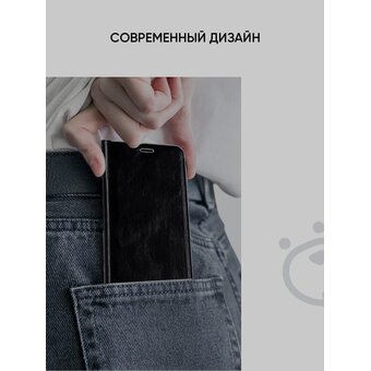  Чехол книжка Luxe Premium на Xiaomi Redmi Note 14 Pro (4G) защитный, противоударный, с магнитом, черный, с окантовкой (Ксиоми Редми Нот 14 Про) 