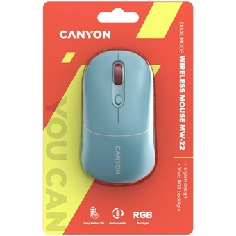  Мышь беспроводная Canyon MW-22 (CNS-CMSW22DC) Темный циан (Dark Cyan) 