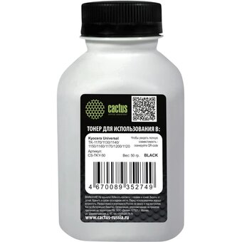  Тонер Cactus CS-TKY-50 черный флакон 50гр для принтера Kyocera Universal TK-1170/1130/1140/1150/1160/1170/1200/1120 