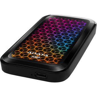  Внешний SSD ADATA SE770G (ASE770G-1TU32G2-CBK) Black1.0Tb (USB3.2 gen 2 type C, 1000/800Mbs, 99x58x18mm,138g, RGB, OTG, PS5/XBOX совместим) 