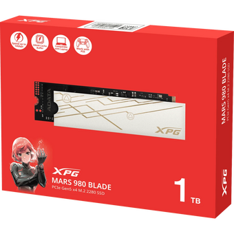  SSD ADATA XPG Mars 980 Blade (SMAR-980B-1TCS), 1000GB, M.2(22x80mm), NVMe, PCIe 5.0 x4, 3D NAND, R/W 14000/10000MB/s, IOPs 1 60 