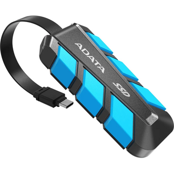  Внешний SSD ADATA SC740 (SC740-500G-CBU)500Gb чёрно-синий (USB3.2 gen 2 type C, 1050/1000Mbs, 122x41x22mm, 40g, защита от падения, встроенный кабель) 