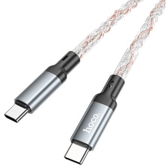  УЦ Дата-кабель HOCO U112 Shine charging, 60W, Type-C + Type-C, 1м серый (плохая упаковка) 