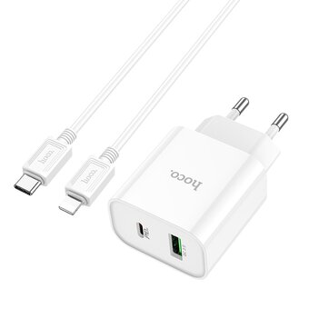  УЦ СЗУ HOCO C80A Plus Rapido PD20W, QC3.0, Type-C + lightning белый (плохая упаковка) 