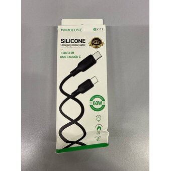  УЦ Дата-кабель BOROFONE BX113 Lenny 60W silicone C to C L=1M черный (плохая упаковка) 