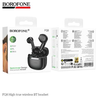  Наушники bluetooth BOROFONE FQ8 High true wireless черный 