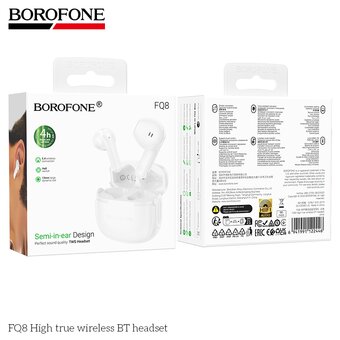  Наушники bluetooth BOROFONE FQ8 High true wireless белый 