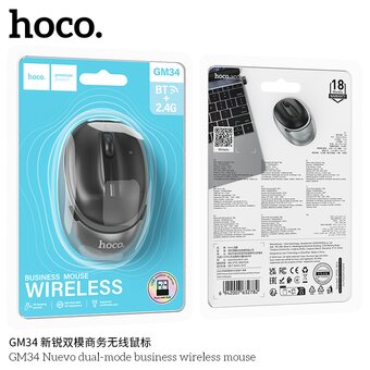  Мышь беспроводная HOCO GM34 Nuevo dual-mode business wireless mouse черный металлический серый 