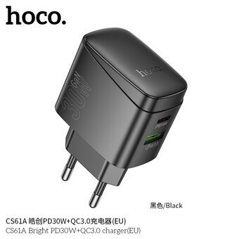 СЗУ HOCO CS61A Bright PD30W+QC3.0 черный 