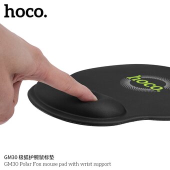  Коврик игровой HOCO GM30 Polar Fox 230х215х20мм, подставка для запястья чёрный 