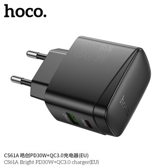  СЗУ HOCO CS61A Bright PD30W+QC3.0 черный 