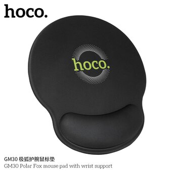  Коврик игровой HOCO GM30 Polar Fox 230х215х20мм, подставка для запястья чёрный 
