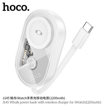  Аккумулятор внешний резервный HOCO J145 Whale with wireless charger for iWatch 1200mAh белый 