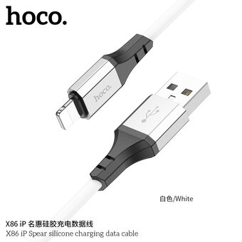  Дата-кабель HOCO X86 Spear silicone charging data cable for Lightning, 1м (черный) 