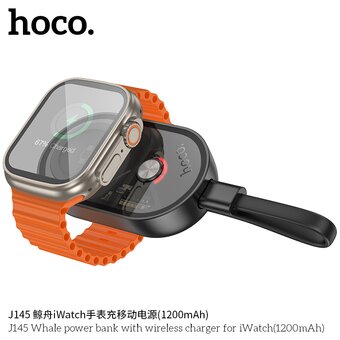  Аккумулятор внешний резервный HOCO J145 Whale with wireless charger for iWatch 1200mAh черный 