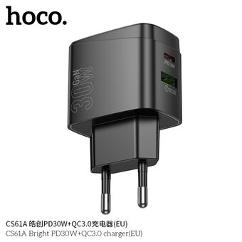  СЗУ HOCO CS61A Bright PD30W+QC3.0 черный 
