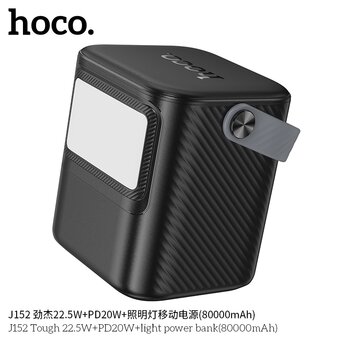  Аккумулятор внешний резервный HOCO J152 Tough 22.5W+PD20W+light 80000mAh чёрный 