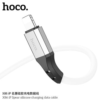  Дата-кабель HOCO X86 Spear silicone charging data cable for Lightning, 1м (черный) 